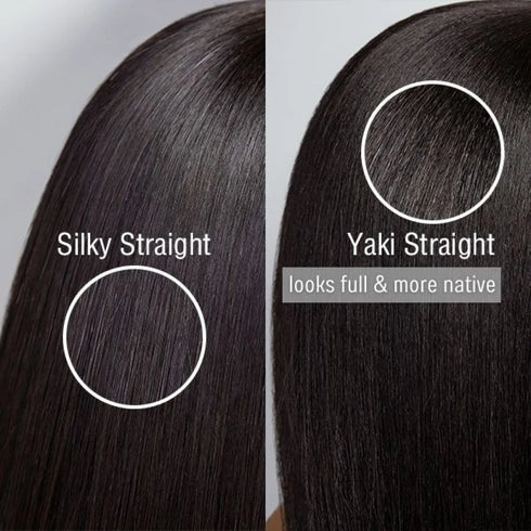 Gebrauchsfertige, glatte Yaki-Bob-Perücke mit Pony und minimalistischer Spitze